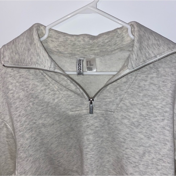 2/$50 Divided H&M Zipper Grey Crewneck with Collar - Picture 2 of 3